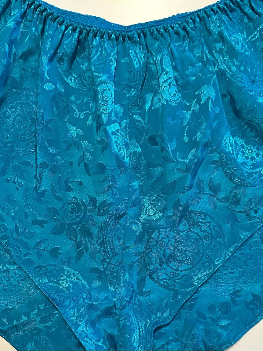 Vtg Victoria's Secret Gold Label Teal Satin Flutter Panties Size P (XS or S)